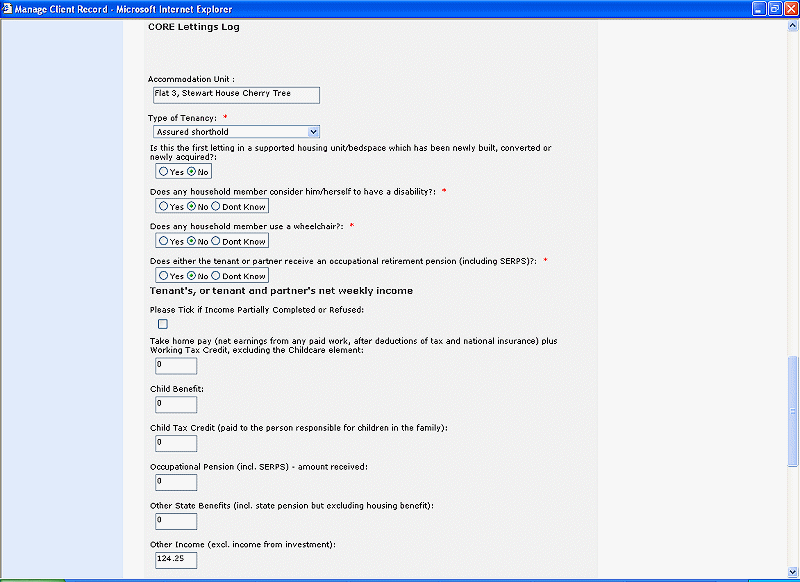 CORE Lettings Log Input