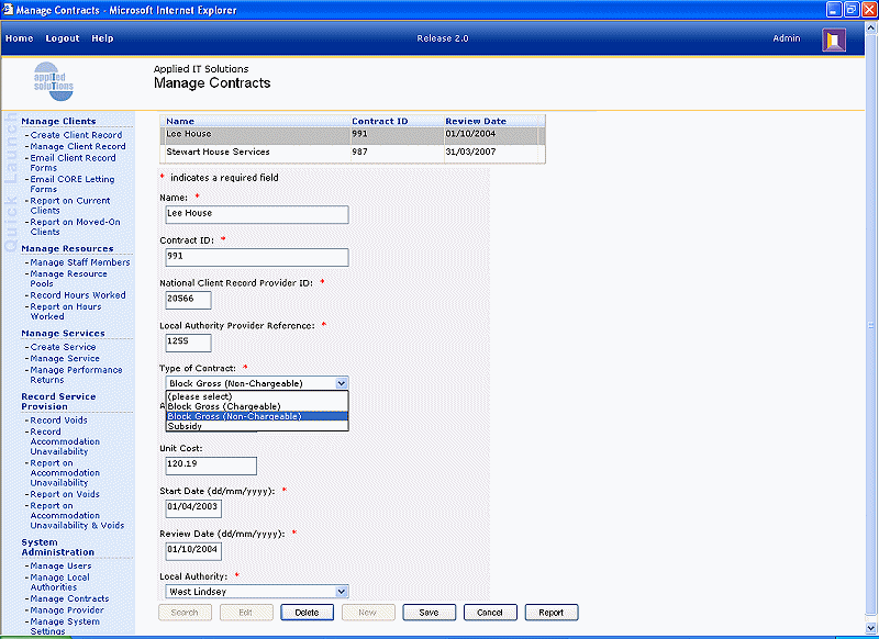 Screenshot - Managing Contracts